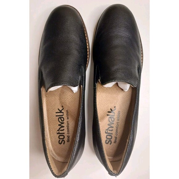 Soft Walk Sz 7 N Whistle Black Tumbled Leather Comfort Arch Support Loafer NEW - Picture 3 of 15